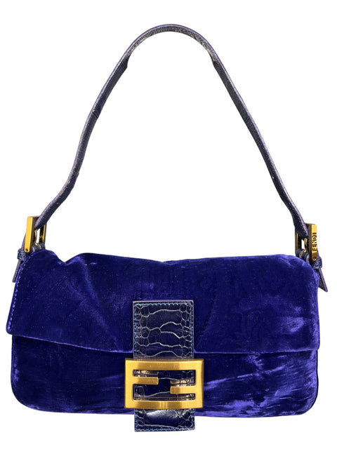 Fendi Baguette Purple Velvet Bag