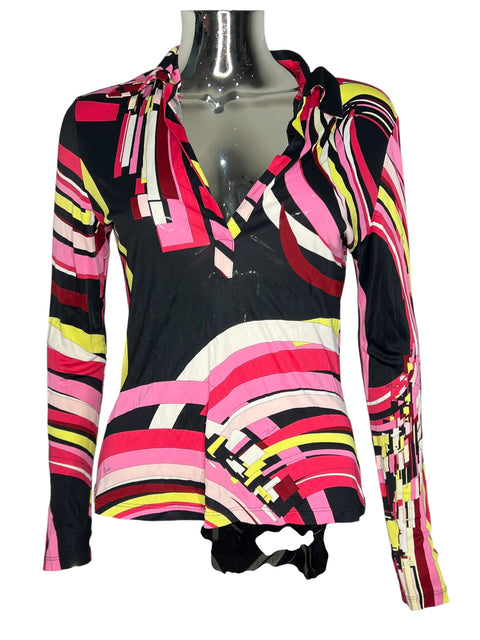 Emilio Pucci Pink V Neck Long Sleeve