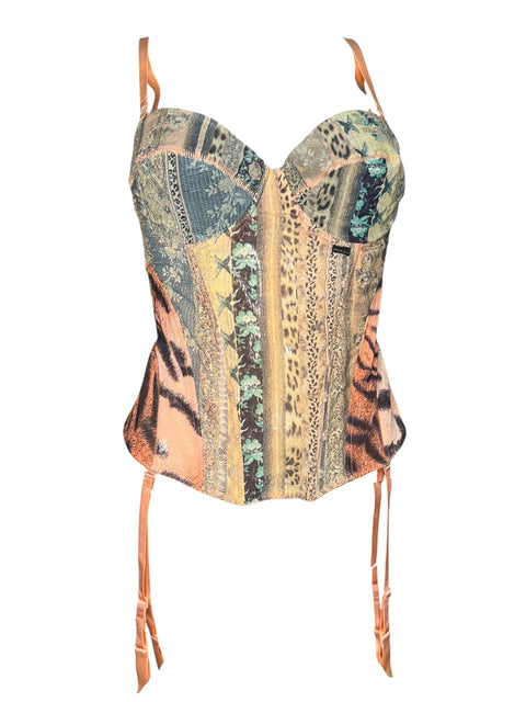 Roberto Cavalli Salmon Patchwork Corset