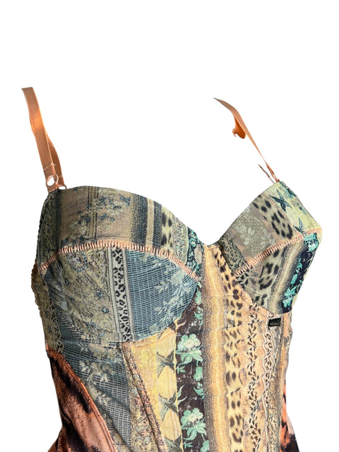Roberto Cavalli Salmon Patchwork Corset