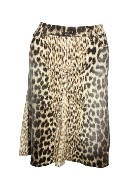 Roberto Cavalli Leopard Denim Skirt