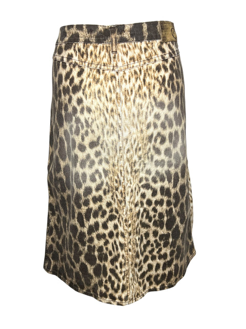 Roberto Cavalli Leopard Denim Skirt