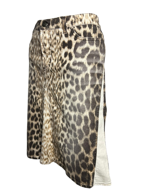 Roberto Cavalli Leopard Denim Skirt