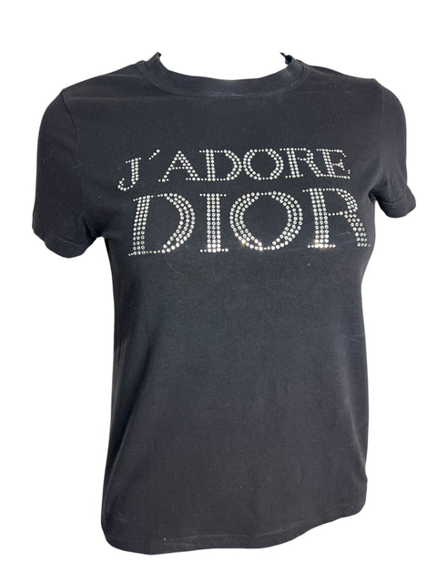 Christian Dior Black Rhinestone "J'adore Dior " T-Shirt