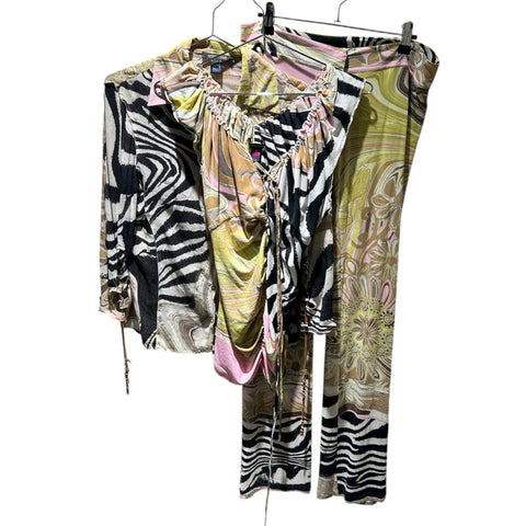 Roberto Cavalli 3 Piece Set Zebra Green Print