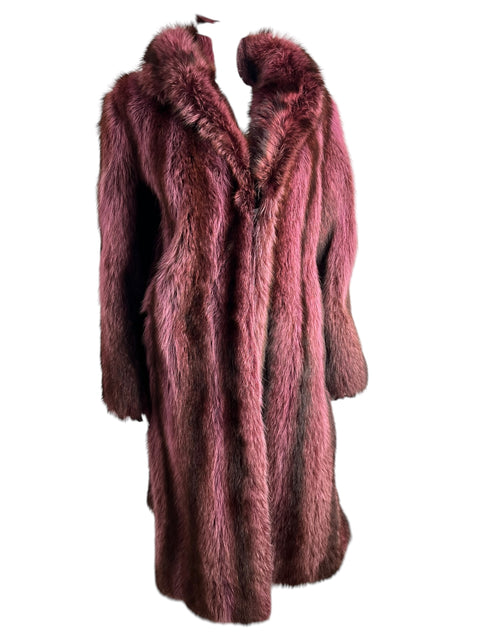 Vintage Dark Pink Long Fox Fur