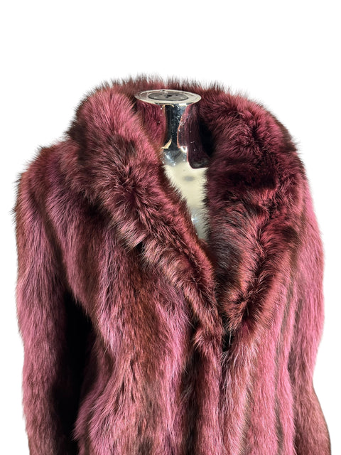 Vintage Dark Pink Long Fox Fur