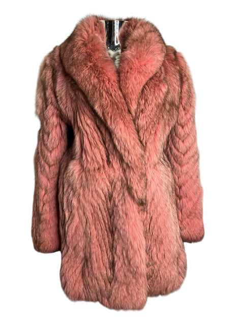 Vintage Dusty Pink Chevron Fox Fur