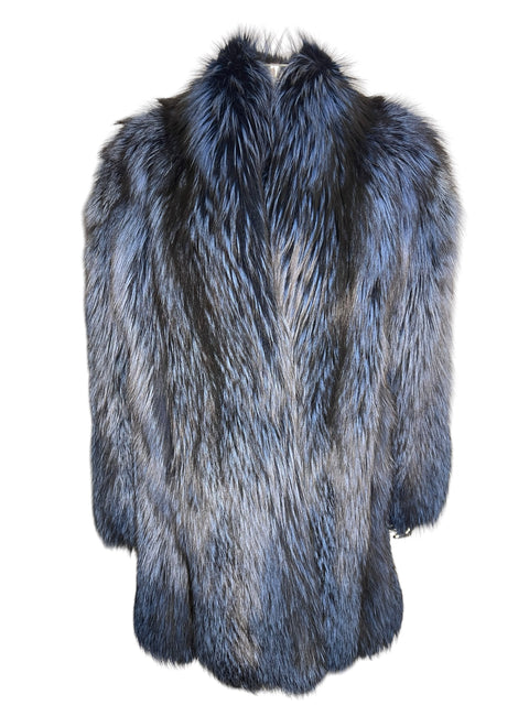 Vintage Black & Navy Blue Fox Fur