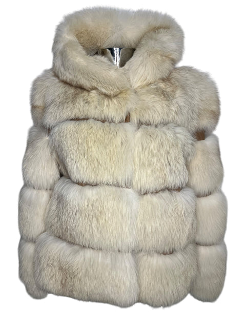 Vintage Leather White Crop Fox Fur
