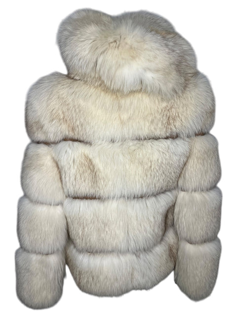 Vintage Leather White Crop Fox Fur