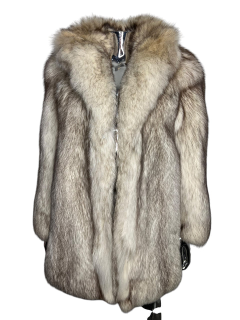 Vintage White Brown Mid Fox Fur
