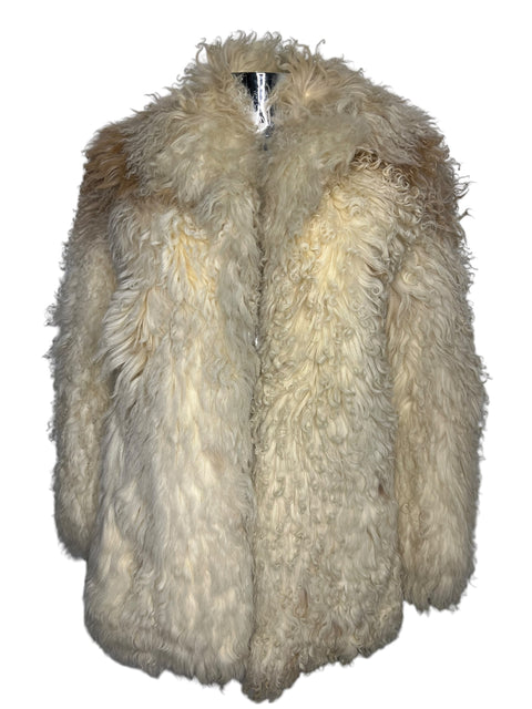 Vintage Ecru Brown Stain Mogolian Fur