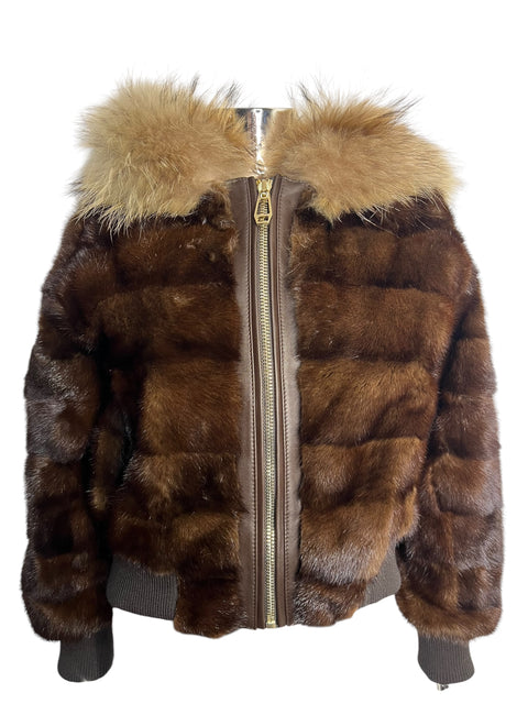 Vintage Brown Fox Hood Mink Fur