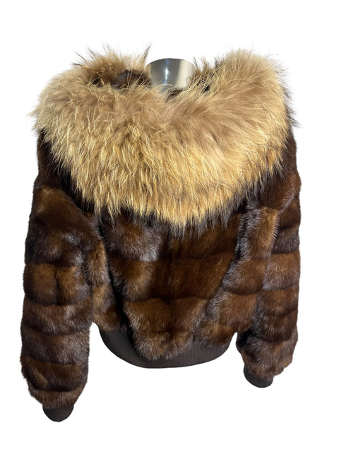 Vintage Brown Fox Hood Mink Fur