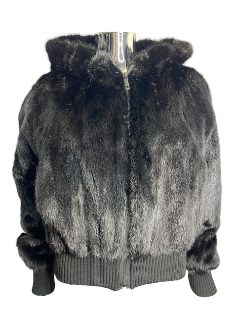Vintage Black Bombers Mink Fur