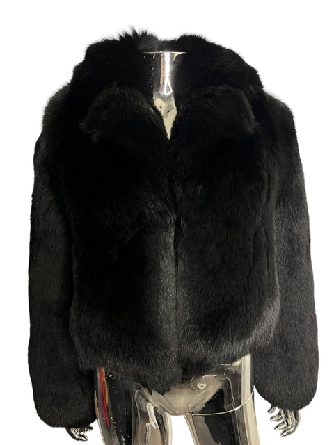 Vintage Black Crop Fox Fur