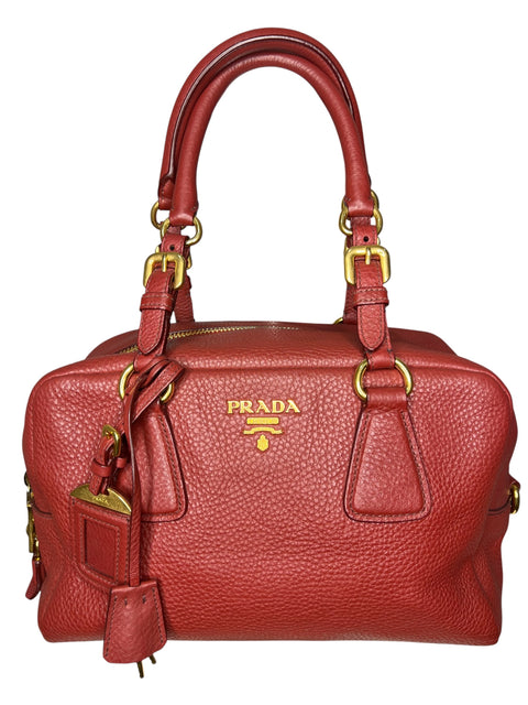 Prada Vitterodino Leather Red Shoulder Bag