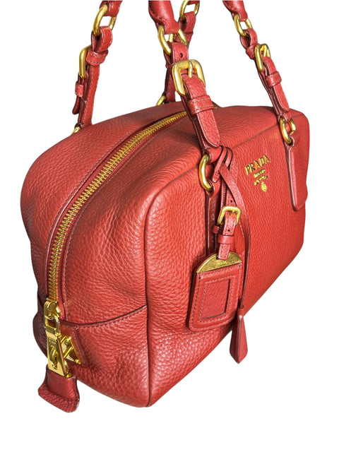 Prada Vitterodino Leather Red Shoulder Bag