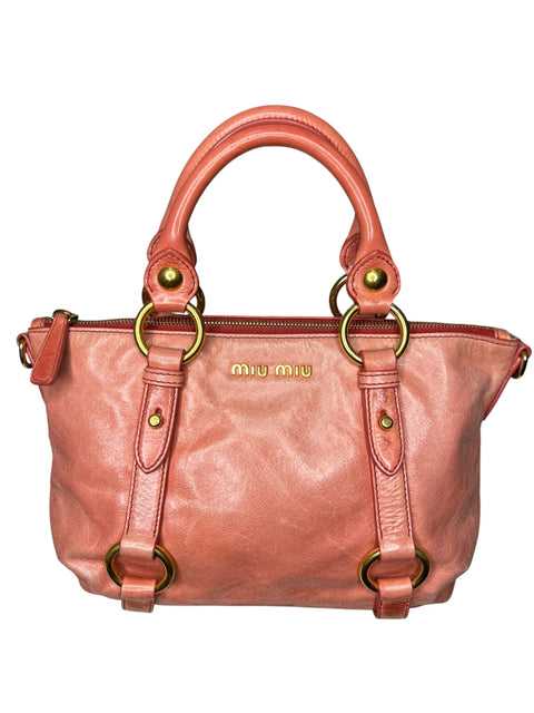 Miu Miu Vitellolux Leather Pink Gold Handbag