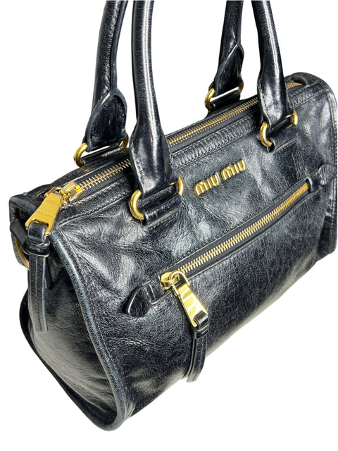Miu Miu Leather Black Gold Handbag