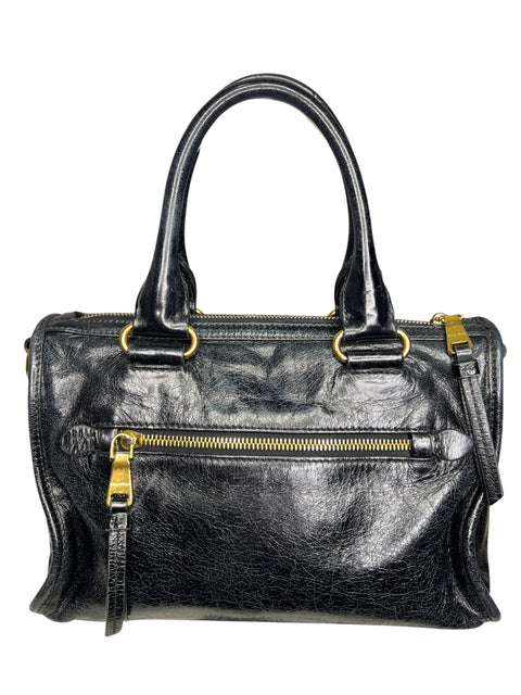 Miu Miu Leather Black Gold Handbag