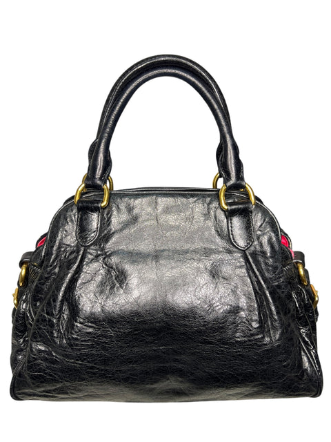 Miu Miu Leather Black Gold Padlock Handbag