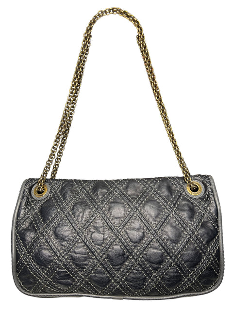 Chanel Wild Stitch Godl Chain Black Leather Shoulder Bag