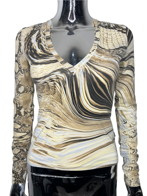 Just Cavalli Beige Snake Print Long Sleeve