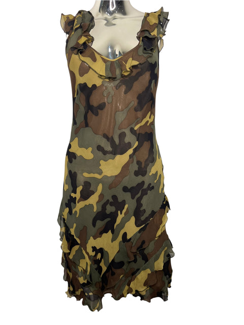 Moschino Camo Silk Long Dress