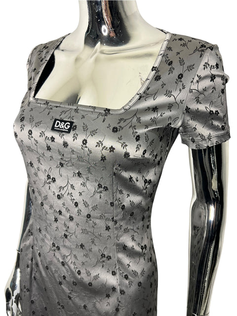 Dolce & Gabbana Grey Satin Tub Dress