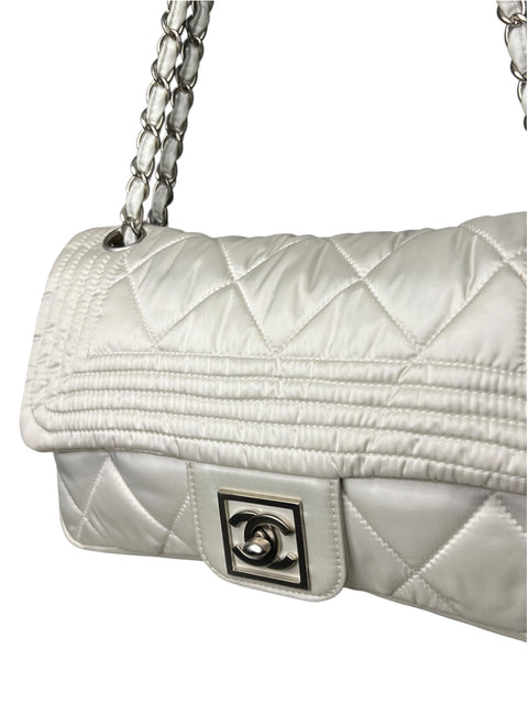Chanel Classic Timeless White Satin Nylon Matelasse 2005/06 Bag