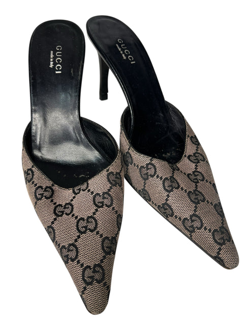 Gucci Black Pink Canvas Mules