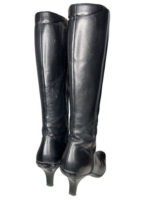 Prada Lina Rosa Black Leather Boots