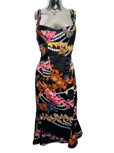 Just Cavalli Black Floral Print Dress