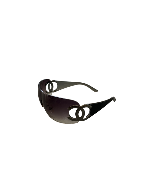 Chanel Silver Logo Mask Sunglasses