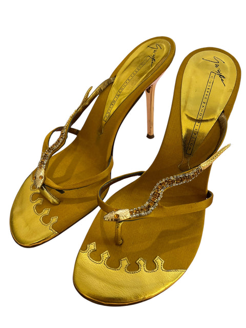 Guiseppe Zanotti Yellow Gold Snake Rhinestone Shoes