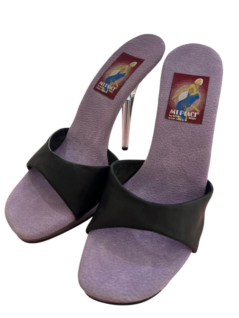 Mi Piaci Purple Black Leather Shoes