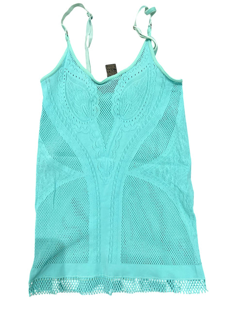 Just Cavalli Turquoise Lace Effect Tank Top