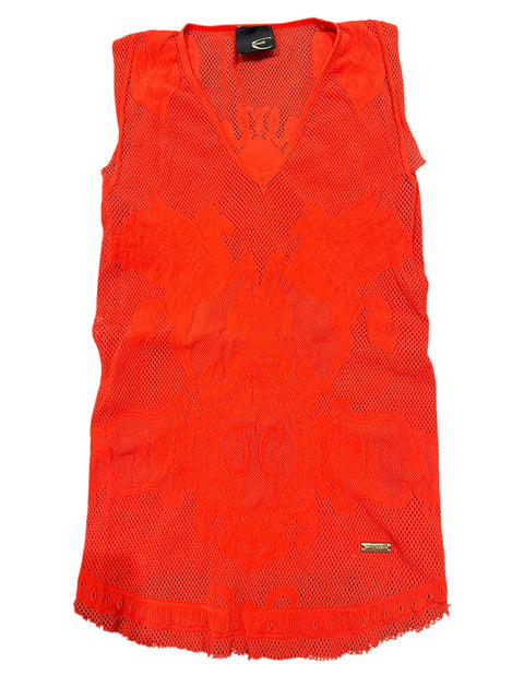 Just Cavalli Red Lace Effect Tank Top