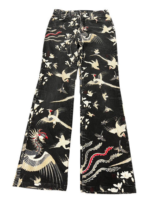 Just Cavalli Black Chineses Bird Pant