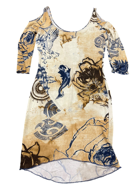 Roberto Cavalli Beige Siren Print Dress