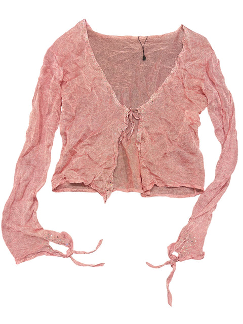 Roberto Cavalli Pink Rhinestone Details Cardigan
