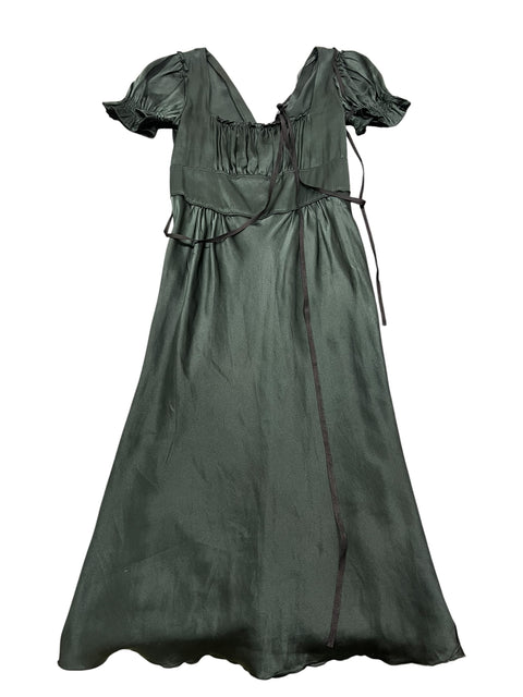 Miu Miu Dark Green Satin Long Satin