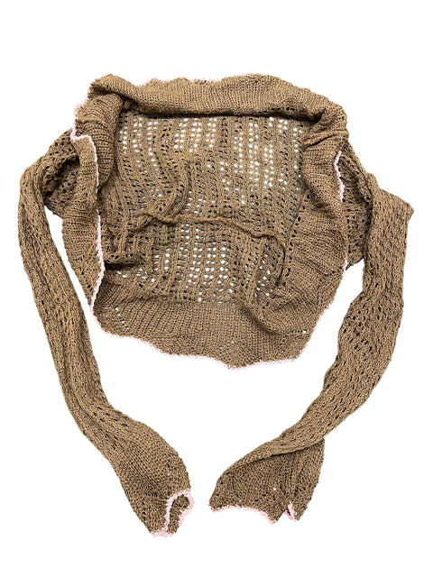 Vintage Brown Knit White Details Bolero