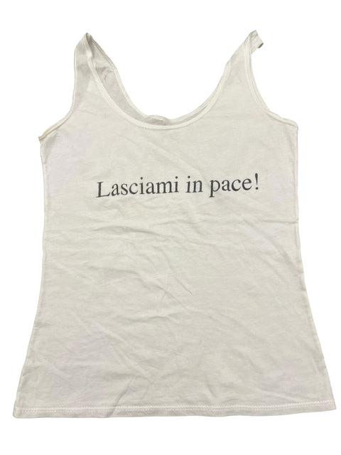 Vintage White Inscription Print Tank Top
