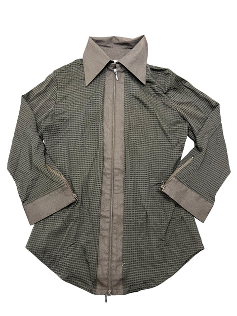 Rayure Brown Transparent Zip Shirt
