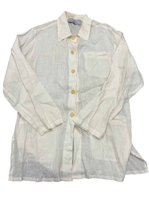 Morchi Abbiglioomento White Linen Large Button Shirt