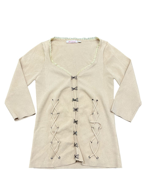 JxMarababy Nude Lace Knit Cardigan