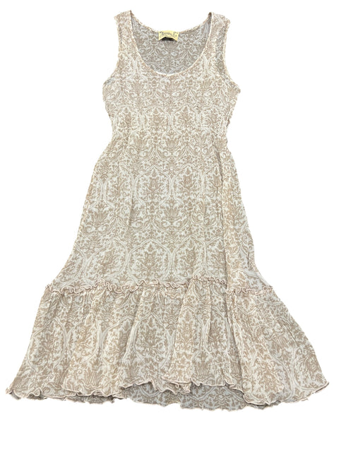 Alessandra.N Beige Transparent Ornament Silk Dress